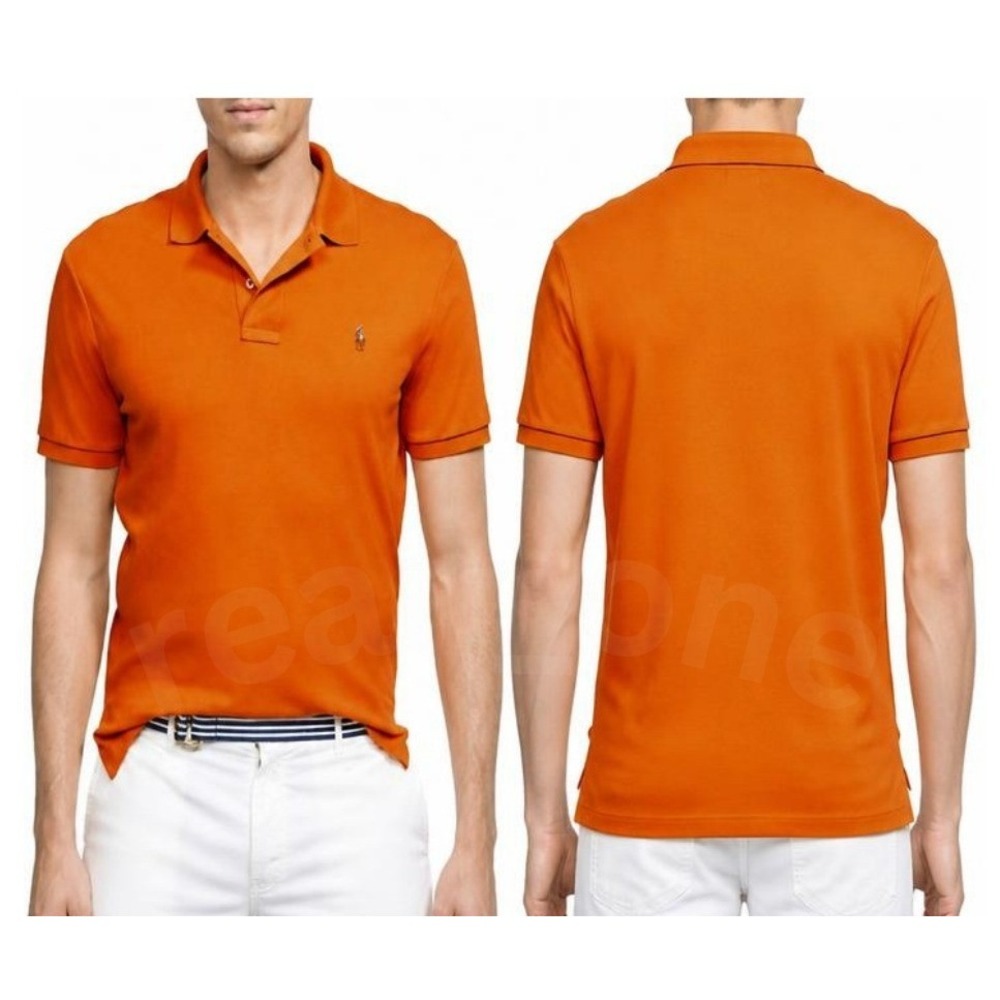 POLO Ralph Lauren Men's PIMA Soft Touch Short Sleeve Polo Shirt Orange Small